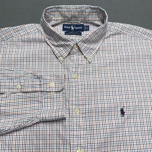 Vintage‎ Ralph Lauren Shirt Mens XL Multicolor Yarmouth Pony Logo Long Sleeve
